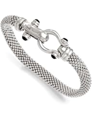Leslies Sterling Silver and Onyx Mesh Bracelet