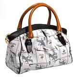 Beverly Hills Polo Club BPC 12112101 Classic White/Brown Signature Logo Print Mini Satchel Bag