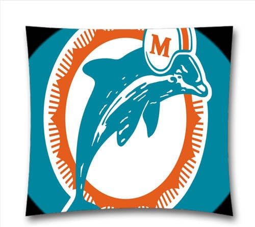 Gorgeous Pillow Case,NFL Miami Dolphins Pattern Decorative Pillow Cover - Cotton Linen Square Throw Pillow Case - Size:18X18 inch/(45cm x 45cm)