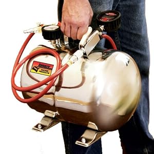 Longacre Lightweight Polished Air Tank with Digital Quick Fill Tire Gauge and Ball Chuck