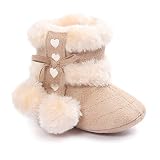 Toubaby 女の赤ちゃん可愛い保温スノーブーツベビー靴 女の子 0-18月 (12cm(6-12月）, カーキ色の)