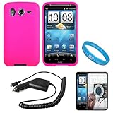 Hot Pink Rubberized Soft Silicone Skin Cover Case for AT&T Wireless New HTC ....