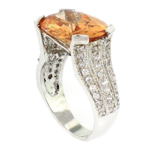 Vintage/Modern Engagement Ring w/Champagne & White CZs Size 7