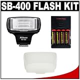Nikon SB-400 Speedlight Flash + Sto-Fen Omni-Bounce Diffuser + 4 Batteries & Charger for Nikon D700, D300, D90, D60, D5000, D40, D3100, D3000 & D300s Digital SLR Cameras