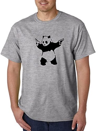DOPE COTTON Men's PANDA PANDA PANDA GUNS Parody T-shirt (SPORTS GREY- Large)