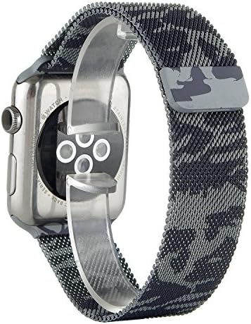 ESKK® Fashion Apple Watch Band, with Unique Magnet Lock, 42mm Milanese Loop Stainless Steel Replacement Band for Apple Watch, Watch Sport and Watch Edition (Camouflage Grey-42mm)