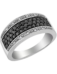 White and Black Diamond Ring 2/3 Carat (ctw) in Sterling Silver