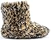 Ladies/Womens Faux Fur Ankle Length Animal Print Slipper Boot/Booties