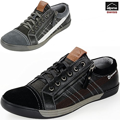 Alpine Swiss Mens Valon Suede Trim Low Top Fashion Sneakers