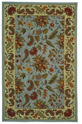Safavieh HK141D-3 Chelsea Collection 2-Feet 9-Inch by 4-Feet 9-Inch Hand-hooked Wool Area Rug, Light Blue and Ivory