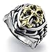 KONOV Jewelry Vintage Stainless Steel Biker Mens Cross Ring, Silver Gold