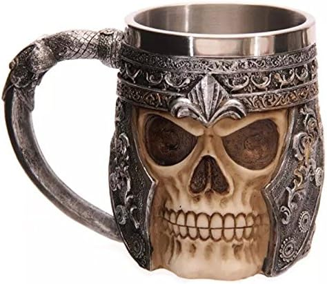 Prehelife Creative 3D Skull Mug Stainless Steel 301-400ml Coffee Tea Cup + Cup Mat