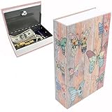 EIOU 9.5 x 6.3 x 2.3 inches & 1.4 pounds Book Safe with Key Lock, hidden safe,Metal Butterfly