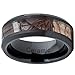 Black Ceramic Men's Hunting Camo Ring, Comfort Fit Band, 8mm Sizes 5 to 15