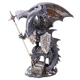 Grey Dragon with Crackled Coloured Glass Wings
