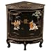 Handmade 34" Chinese Black Lacquer Corner Cabinet Mother of Pearl & Jade - Imperial Maiden Design