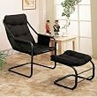 Satin Black Chair with Ottoman By Coaster Furniture