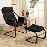 Satin Black Easy Chair & Ottoman