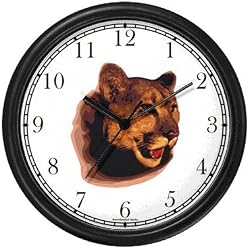 Cougar Cat Wall Clock by WatchBuddy Timepieces (Black Frame)