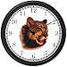 Cougar Cat Wall Clock by WatchBuddy Timepieces (Black Frame)