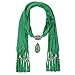 LERDU Plain Infinity Jersey Fringe Scarf Rhinestone Crackle Teardrop Jewelry Pendant Scarf Necklace For Women