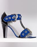 T-strap leather sandal with buckles