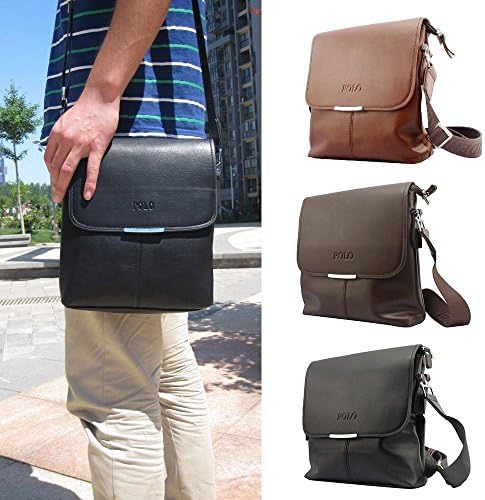 New Men's Fashion Leather Casual Business Leather Messenger Shoulder Bag Vintage - Black