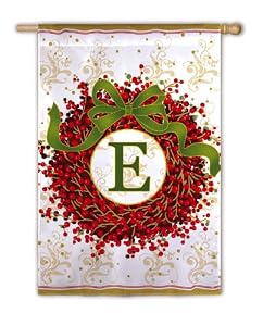 Monogram Holiday Wreath Regular Size Flag E