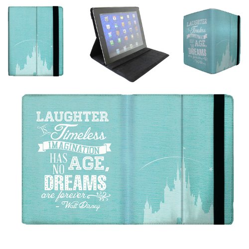 Flip Case For Apple iPad Mini 2 Flip Cover – Aqua Laughter is Timeless Walt Disney Quote Premium Hardshell