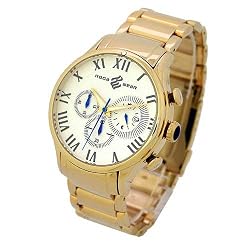 ROCAWEAR Men's Gold-tone Crystal Embellished Classic Chronograph Watch. Model: RG105710