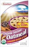 Erewhon Organic Instant Oatmeal, Cinnamon Raisin & Flax, 8-Count, 10-Ounce Boxes (Pack of 6)