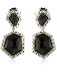 Kara Ross "Nugget" Onyx and Black Sapphires Double Drop Earrings