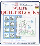 Flowers & Butterflies Stamped White Quilt Blocks