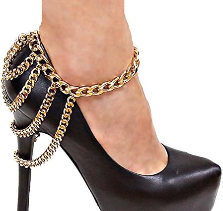 JY Jewelry Gold Color Multilayer Simple Thick Chains Anklet High heels Jewelry