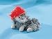Cat Small 1 Paw Up W/Hat Decoration Figurine Kitty Furry Cute Lifelike