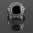 Silvertone Engraved Cushion-cut Center Fashion Ring