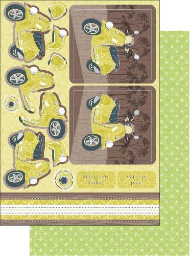 All About Him Die-Cut Punch-Out Card 2-Sheet Pack-Vespa-Olive With Silver Foil
