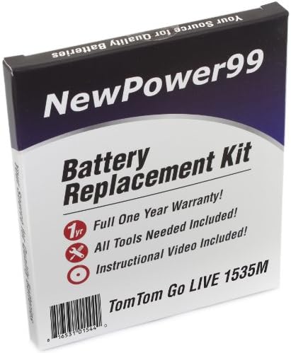 NewPower99 Battery Replacement Kit with Battery, Video and Tools for TomTom GO LIVE 1535M