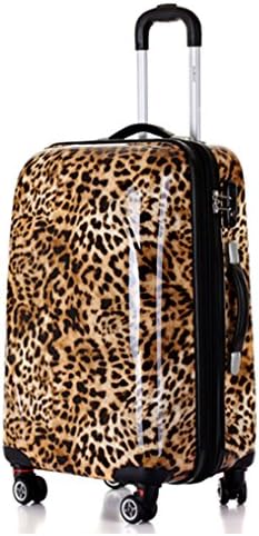 Ferducci Women Leopard Print Brown Trolley Suitcase Travel Luggages - 20''