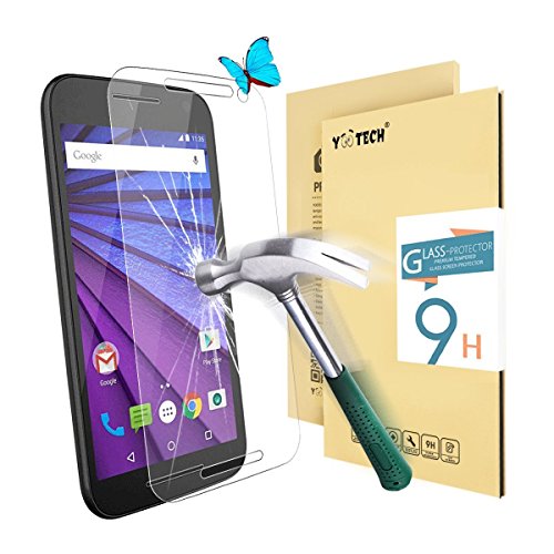 Moto G (3rd Gen) Tempered Glass Screen Protector,Yootech? Moto G (3rd Gen) Tempered Glass Screen Protector - Guard Against Scratches and Drops - Ultra HD Clear With Maximum Touchscreen Accuracy