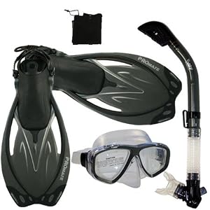 Snorkeling Scuba Dive Mask Fins Dry Snorkel Gear Set