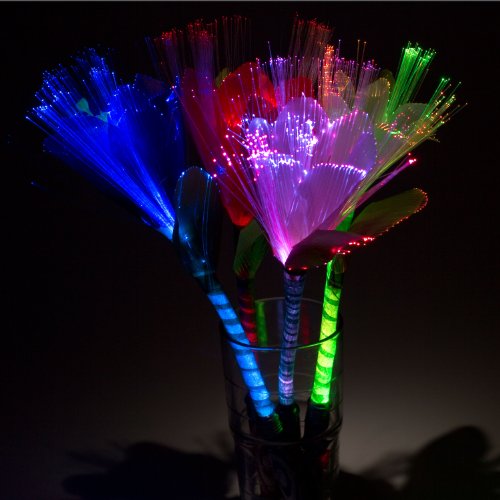 Rainbow LED Fiber-Optic Flower, set of 2