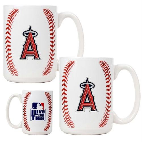 MLB Los Angeles Angels Two Piece Ceramic Gameball Mug Set - Primary Logo