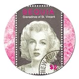 Magnet 5 Inch Round of Marilyn Monroe Bequia Stamp - Grenadines of St. Vincent (Andy Warhol)