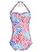Hilor Women's Vintage Floral Ruffled One Piece Halter Swimsuit Bathing Suits