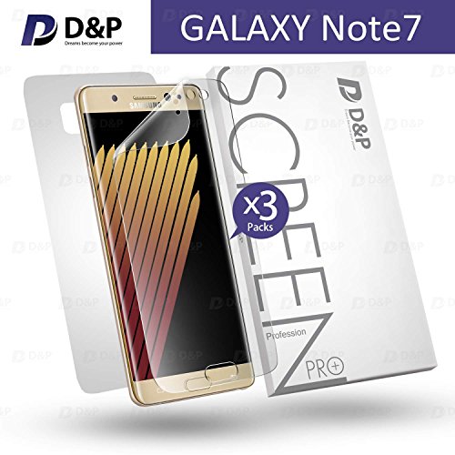 D&P Samsung Galaxy Note 7 TPU Screen Protector,Easy-Installation Design/ Perfect Fit / Edge-Covered / Anti-Fingerprint / High-Transparency / High-Response / Anti-Scratch /Lifetime warranty[3+1 pack]