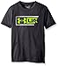 Under Armour Boys' Dual Logo T-Shirt, Carbon Heather (090)/Fuel Green, Youth Large