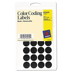 Avery Self-Adhesive Removable Labels, 0.75 Inch Diameter, Black, 1,008 per Pack (05459)