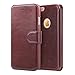 iPhone 6S Leather Flip Case - [Book Style] iPhone 6 Wallet Case Credit Card Slots ID Holder, [Slim Fit] Shockproof Protective Phone Cover for Apple iPhone 6/6S 4.7 inch (Dark Brown)