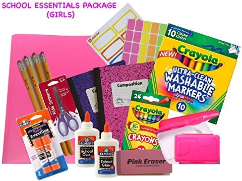 Back to School Supplies Essentials Package - For Girls (Pink) Preschool to Elementary